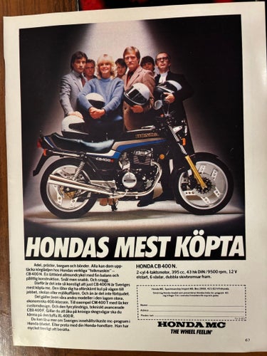 Honda Cb400N 1983 annons CB400 N