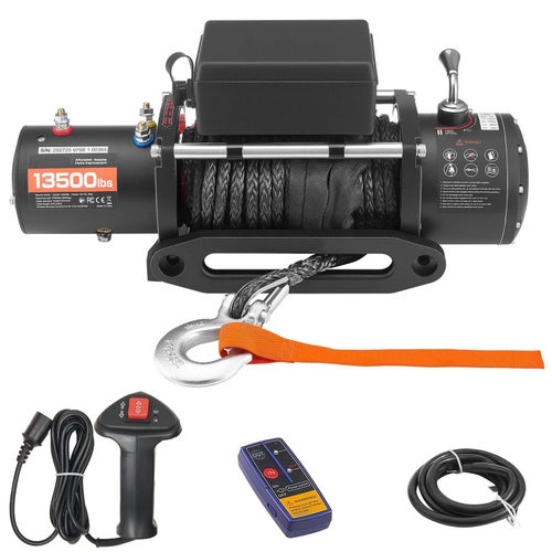 Elektrisk Vinsch 6123 kg 12V med Syntetlina och Trådlös Fjärrkontroll