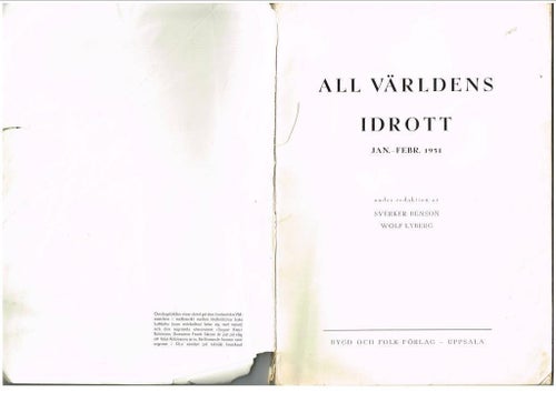 ALL VÄRLDENS IDROTT 1951 januari-februari