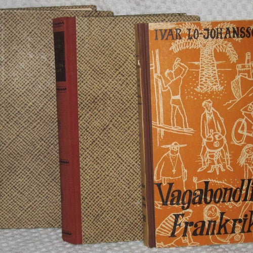 3 böcker, skönlitteratur, Ivar Lo-Johansson, 1950-tal, inredningsdetaljer.