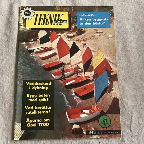 TEKNIK FÖR ALLA NR 21 1960 SATELLITER,PLÅTBALLONG (UBÅT)FIAT 2100,OPEL REKORD