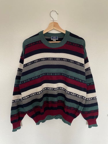 Vintage 1990, B&M CASUALS flerfärgad bomullströja, storlek L