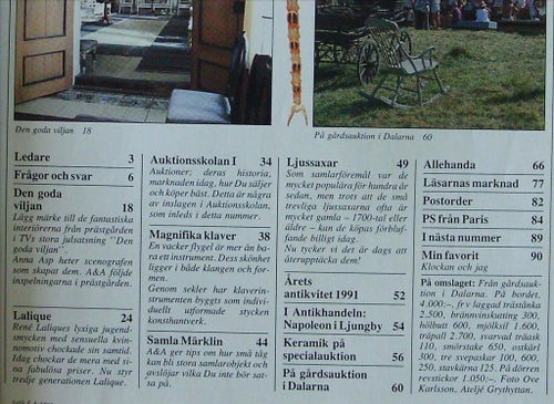 Antik&Auktion 1991/12.Anna Asp.René Laliques.Flygel.Ormspel.Ljussax.Märklintå
