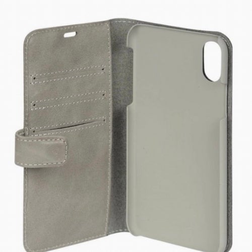 10 st Essentials iPhone X/XS Plånboksväska i äkta läder för 3 kort grå