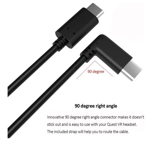 USB-C 3.2 version Kabel | 90 graders | 3m lång | Vr kompatibel