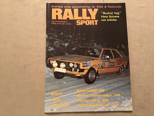 RALLYSPORT NR 2 1975 KAK RALLY,,MONTE CARLO VM,ARCTIC RALLYT,VÄRMLAND RUNT SM