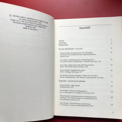 EJ BRÖDET BLOTT... dokument om arbetarbildning 1907-1950 En antologi 1983