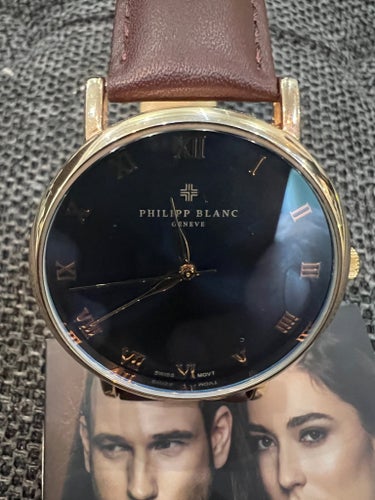 Philipp Blanc Genève Herrklocka med brunt läderarmband
