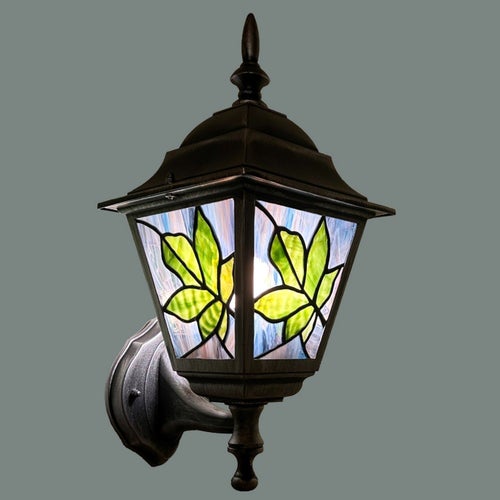 Stained Glass Outdoor Wall Light "Leaves" 2 stycken