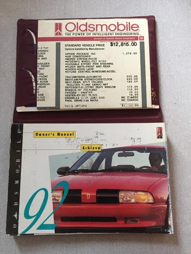 1992 Oldsmobile Owners Manual Achieva