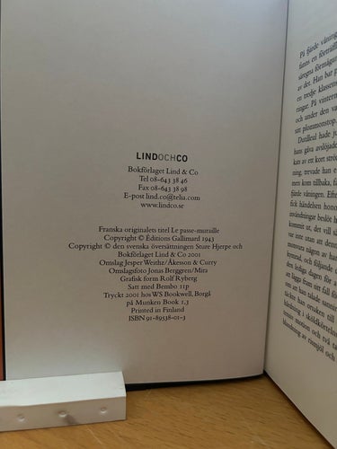 Mannen som kunde gå genom väggar av Marcel Ayme, bok, Very Fine plus