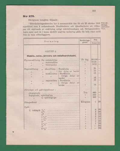 Riksväderingsnämndens taxa (1919)
