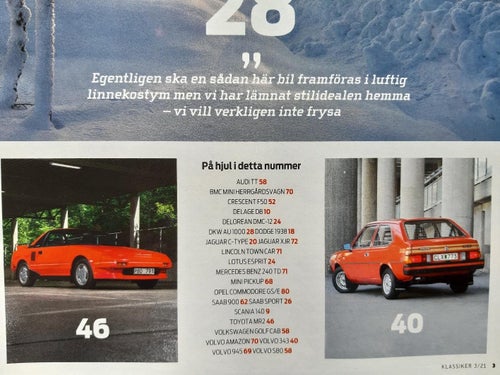 Klassiker nr 3 2021: DKW AU 1000 S Coupé, Volvo 343 1976, Toyota MR2 1987