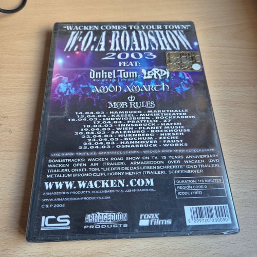W:O:A Roadshow 2003 Ny DVD med Unkel Tom, Lordi, Amon Amarth, Mob Rules