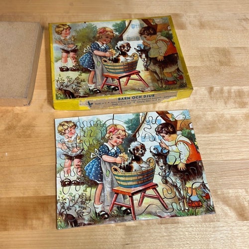 Vintage Barn och Djur Pussel