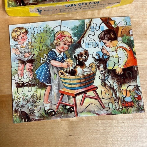 Vintage Barn och Djur Pussel