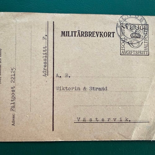 Militärbrevkort 1940 – Fältpost – postgånget – Sverige – WWII/Beredskap