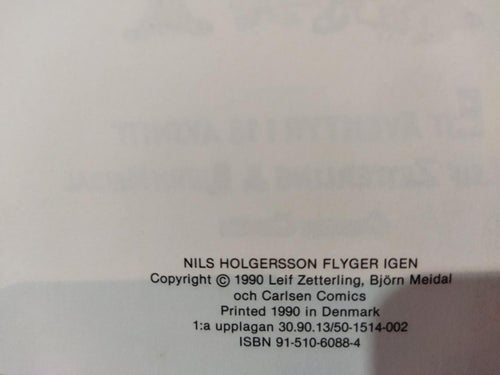 Nils Holgersson flyger igen, 1990, 1:a upplagan