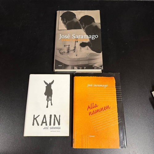 3 böcker av José Saramago - Kain, Dubbelgångaren, Alla namnen - Bokpaket