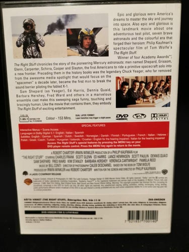 Right Stuff, The / Rätta Virket (DVD) Ed Harris/Lance Henriksen - OOP/Utgången