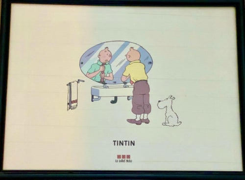Tintin Inrammad litografi Blå Lotus