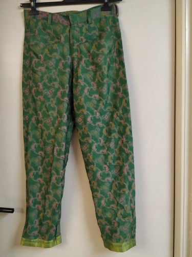 Nya RASTAROKO gröna flerfärgade silke siden byxor siden byxor 100% siden