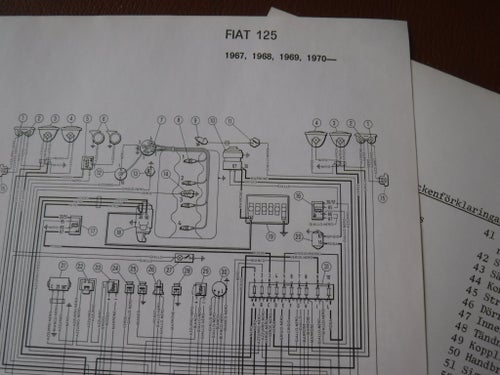Elschema till Fiat 125, 1967-70.