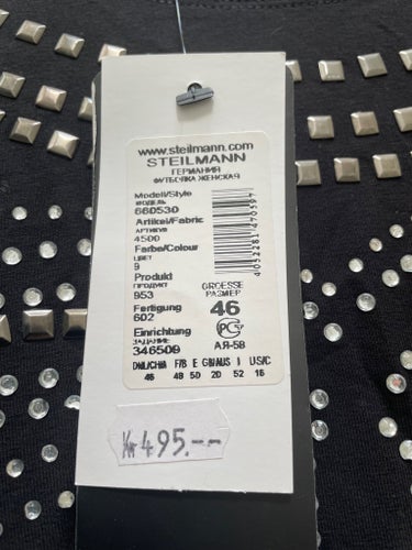 Helt ny STEILMANN svart långärmad topp, storlek 46