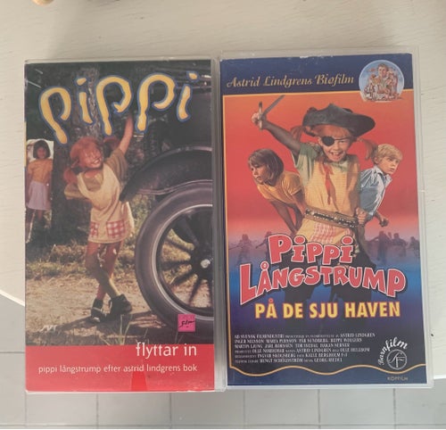 Pippi Långstrump VHS-filmer: "Pippi flyttar in" och "Pippi Långstrump på de sju