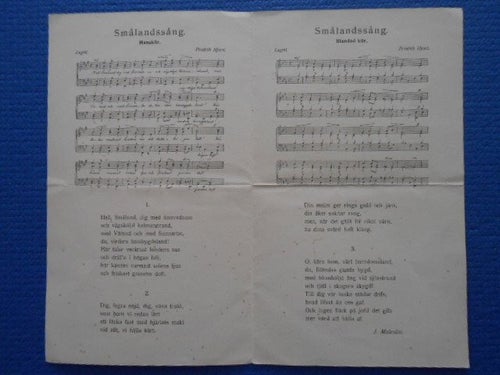 Smålandssång tillegnad småland gille i Göteborg 1907