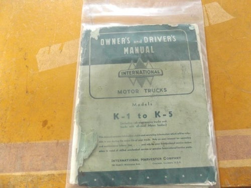 Owner's & Drivers Manual International Motor Trucks K-1 - K-5