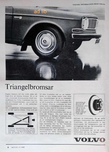VOLVO - TRIANGELBROMSAR, REKLAMANNONS 1969