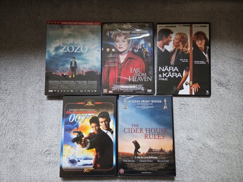 DVD-filmer: Nära & Kära, Far From Heaven, The Cider House Rules, Zozo, 007