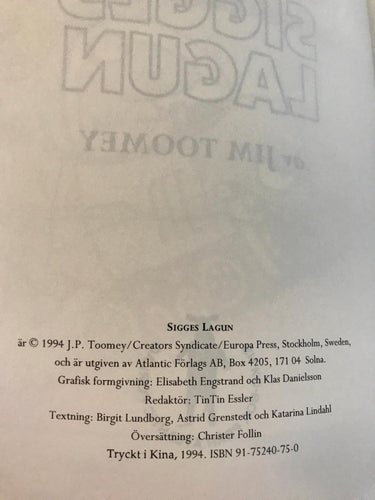 Album 1 SIGGES LAGUN Jim Toomey 1994