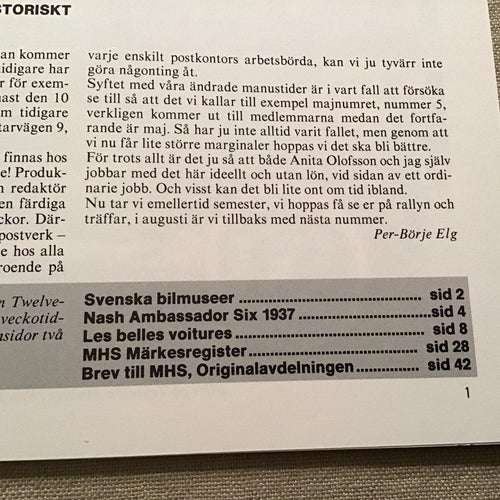 MOTORHISTORISKT MAGASIN NR 6-7 1981 NASH LES BELLES VOITURES,SAABMESSERSCHMITT