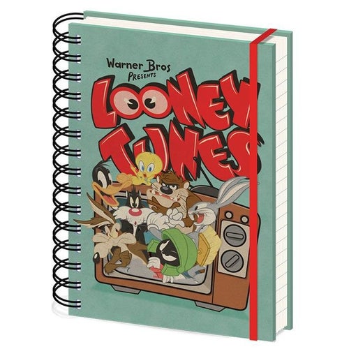 LOONEY TUNES RETRO TV A5 ANTECKNINGSBOK Merchandise Merch Taz Daffy Tweety Bugs