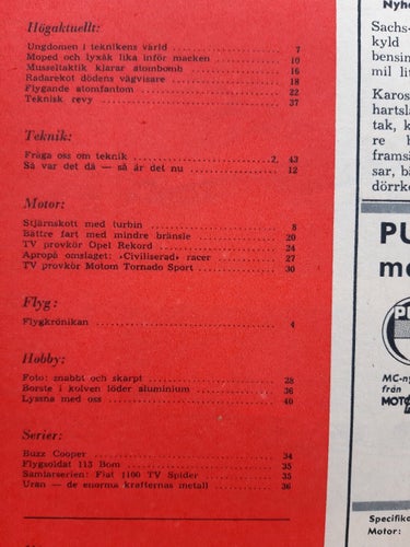 Teknikens Värld 14 1956: Opel Rekord, Motom Tornado Sport, Fiat 1100 TV Spider