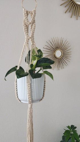 Yarn Blossoms | The Willow – Small | Handgjord Makraméampel Natur