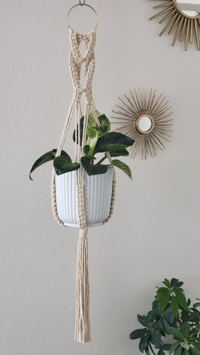 Yarn Blossoms | The Willow – Small | Handgjord Makraméampel Natur