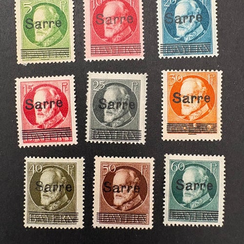 1920 Bayern Poststämplar Övertryckta "SARRE" | mint hinged