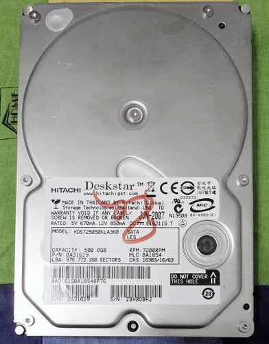 Hitachi Deskstar 500GB SATA Hårddisk