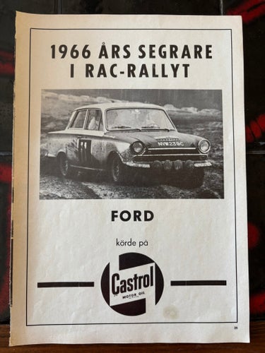 Ford Cortina Castrol Motor Oil 1966 annons