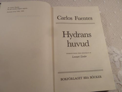 HYDRANS HUVUD, C. FUENTES, 1979,  BÖCKER