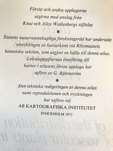 ATLAS ÖVER VÄXTERNAS UTBREDNING I NORDEN Eric Hultén 1971