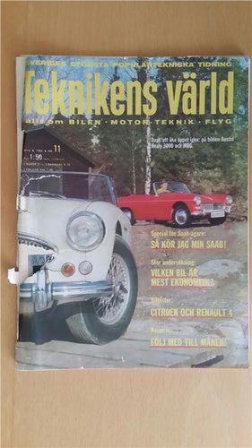 Teknikens Värld 11 1964: Test Renault 4 och Saab Sport, presentation Fiat 850