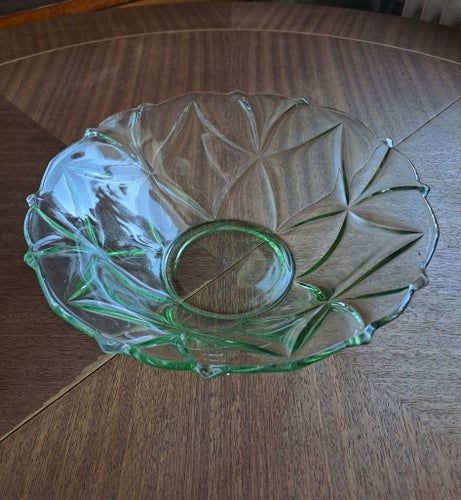 VINTAGE 40-TAL Skål glas green glass bowl 1940s färgat glas art deco