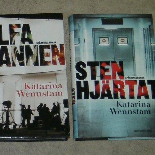 2 stycken inbundna böcker av Katarina Wennstam , alfahannen , stenhjärtat