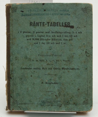 Ränte-tabeller à 6 procent, 6 procent med bevillings-afdrag, 5,4 och 1/2 procent