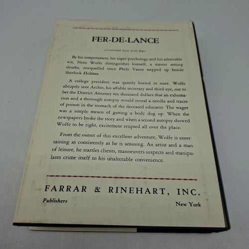 Rex Stout - Fer-De-Lance - 1996 Otto Penzler Reprint