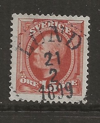 Facit 55 15 öre Oscar lyx Lund 21/2 1899